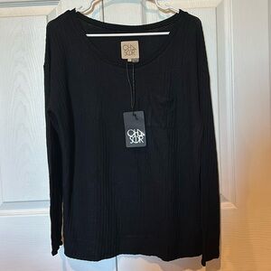 NWT, Chaser, Women’s, Long sleeve wide neck, thermal Dolman, pocket, banded hem